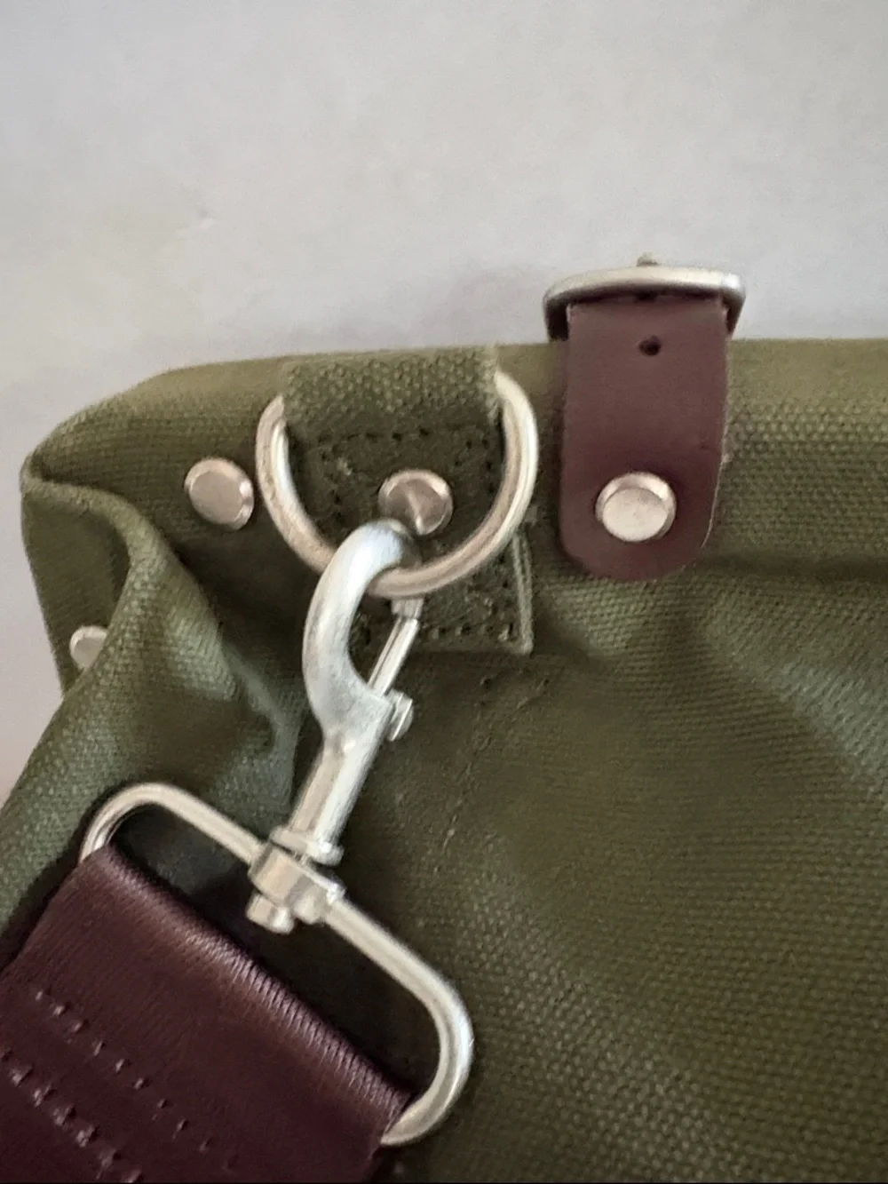 Line of Trade Canvas Weekender Bag Olive Duffel Brown Leather Trim 0312